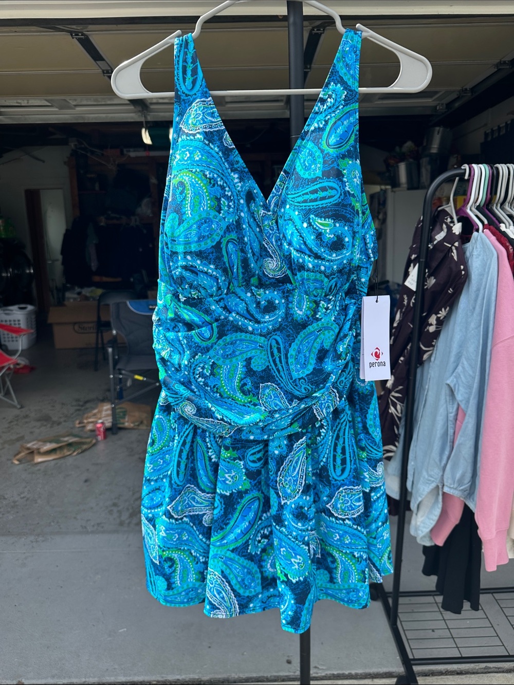 Persona Blue Teal Paisley Swimdress